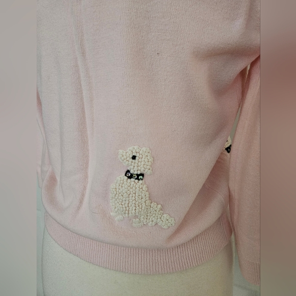 Rare Lucky Brand Light Pink Sweater with Poodle Embroidery - Picture 6 of 9